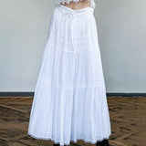 Stitching All Kinds Of Thin Rope Tie White Skirt 2023 Temperament Simple Half Skirt In Early