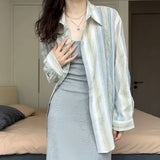 Zingj 2024 New Color Sunscreen Striped Shirt Female Simple Loose Versatile Jacket Coat Cardigan Small-Outfit