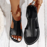 New Soft-Soled Casual Beach Sandals Women's Hollow Solid-Colored Toe Flat-Bottomed Women's