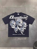Vintage T-Shirt Men's High Street Creative Pattern Printing Round Collar Short-Sleeved Cotton Super Loose Short