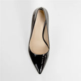 Onlymaker Women's Shoes Pointed Toe Black Red Patent Leather Metal Heels Fashion Dress Wedding Party Big Size Lady Thin