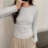 And Winter Square Collar Irregular Slim Bottomed Shirt Women Wear Spicy Girls Short Style Thin Waist Long Sleeved T-Shirt