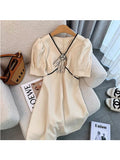 Sexy Dress Female Elegant Fashion Rose Decorate Sheath Dress For Women 2022 Summer New Mini Short Sleeve A-line