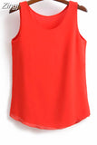 Korean Fashion Blouses Women White O-Neck Sleeveless Chiffon Vest Woman Tops Female Shirts 3XL Basic Solid Women