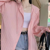 Chiffon Blouse Women's Summer Tops 2023 Hooded Shirt Thin Long Sleeved Sun Protection Suit for Women Elegant Women