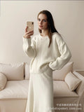 Loose Knitting Suit Women 2025 Autumn And Winter New Round-Neck Sweater + Fishtail Skirt Real