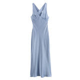 New Spring Silk Satin Slim Dress With Bare Back