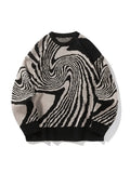 Men's Crew Neck Geometric Jacquard Knit Sweater- Outfit