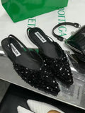 Zingj Women's Shoes Spring / Summer 2023 New Fashion Versatile Pointed Flat Small Fragrant Wind Sequins