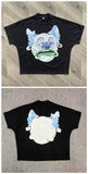 Street Cartoon Long Printed Short-Sleeved Y2K Summer Casual Loose Couple