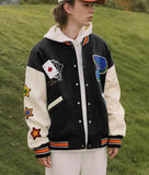 Lucky Embroidery Varsity Jacket-Outfit
