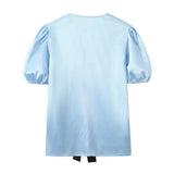 Spring Bowknot Satin Blouse Satin Casual Trousers