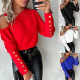 Zingj Hot Style Autumn And Winter Solid Color Metal Buckle Diagonal Shoulder Collar Button Shirt Shirt
