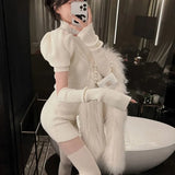 Sleeve Dress Women Solid Knitting Stretchy Skinny Cozy Sweet College Half High Collar Vacation Female Vestidos Sexy