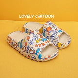 Indoor Home Bathroom Slides Thick EVA Bottom Sole Summer Couple Cute Cartoon Non-Slip Shoes Soft Flat