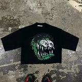 Zingj Retro Men's Cartoon Hip-Hop Short-Sleeved Cotton T-Shirt American Kawayi Long Clothes Y2k Short Sleeves 211-1-Outfit