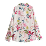 New Silk Satin Printed Loose Casual Shirt