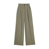 New Spring Style Pleated Front High Waist Trousers