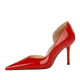 Zingj Fashion And Simple High Heels Women's Shoes With High Heel Shallow Tip Side Hollow Patent Leather Single Shoes