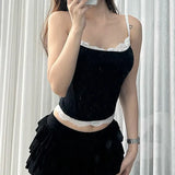 Lace Lace Fashion Design Sense With A Small Sling Top Girl 2024 Hot Girls Sexy Knitted