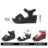 Heel Sandals Women's Summer New Waterproof Table Thick Soles Mom Sandals Large Size 4143 Muffin Bottom Fish Mouth