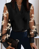 Zingj Hot Style Autumn And Winter New Fashion V Neck Lace Long Sleeve Shirt Shirt Women's