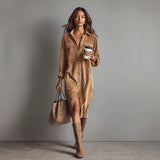 New Women's Dress Solid Color Sexy Beads Open Skirt Belt One-Shoulder Evening Dress Night Dress Night