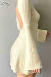Casual Frill Long Sleeve Black Female Dress Slim Spring Autumn Mini Dresses Basic Fashion Elegant Outfits Korean