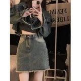 Zingj Fashion Suit Women's Short Jacket Jacket Autumn New Package Hip Skirt Temperament Skirt Two Set-Outfit