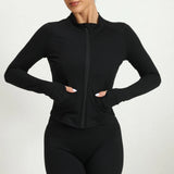 Zingj And Winter Outdoor Running Yoga Coat Women's Standing Collar Zip Sports Quick Dry Tight Long Sleeve Sports Top-Outfit