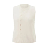 Sleeveless Knit Button Top- Outfit