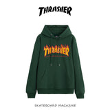 Fall New American Version Of Classic Flame Hooded Hoodie Men's Round Collar Loose Couple Hooded Jacket Ins