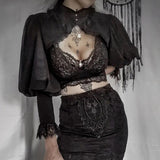 Temperament Lace Edge Design Dark Court Style Full-Color Women's High-Necked