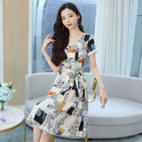 Zingj Photo Autumn Dress Women Summer New Autumn High-End Delicate High-End Women's Short Sleeve High-End Brand