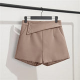 Zingj Photo Suit Shorts Female 2024 Summer New High Waist Loose Blue Five Split Pants Straight Tube Hong Kong Flavor Casual