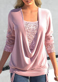 Sequin Contrast Solid Color Long-sleeved Large Drop Collar