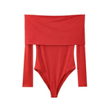 New Tricolor Shoulder-Length Long-Sleeved Jumpsuit