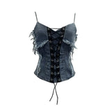 Shooting Cowboy Draw Rope Tie With Chest Vest Hair Side To Make Old Short Body Sleeveless Top Woman