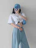 Crop Tops Women Summer High Waist Fashion T-shirt Egirl New Solid Cut Out Short Sleeve Tees