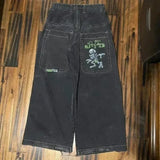 Dress Baggy Jeans Y2K Hip Hop Pocket Letter Retro Black Jeans Men's High Waist Wide Legs
