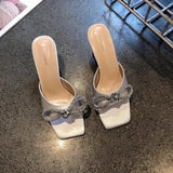 And Slippers Women Wearing A Word Bow Cold Drag Woman's Toe Slippers