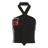 Zingj 2024 Summer Women's Tie Design Hanging Letter Print Slim Vest-Outfit