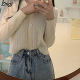 Colors Cropped Cardigan Women Knitwear Pure V-neck Spring Long Sleeve Elegant Casual Кардиган Женский Females Korean