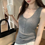 Thin Sling Vest For Women To Wear A New Summer Knitted Sweater Design Sensitive Buckle Slim