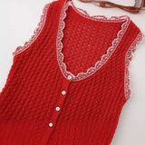 Summer Jacquard Mesh Sleeveless Knitted Mini Dress