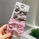 Pcs/set Cotton Linen Leopard Print Hair Bows With Clip For Girls Plaid Hair Clips Barrettes Hairpins Headwear Hair