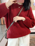 Zingj Winter Fashionable High Sense Purple Heavy Industry Bright Silk Sweater Jacket Design Sense Small Round Neck Sweater