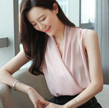 Artificial Silk Blouses Women Wear to Work Chiffon Shirts Plus Size Femme Blusas White Red Black Pink Ladies Satin