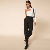 Rompers Women Jumpsuits Bodysuits Fashion High Neck Solid One Shoulder Sexy Club Hollow Out Bodycon Bodysuits