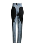Niche Design 2025 New Middle Waist Contrast Color Splicing Washed Light Color Small Foot Jeans